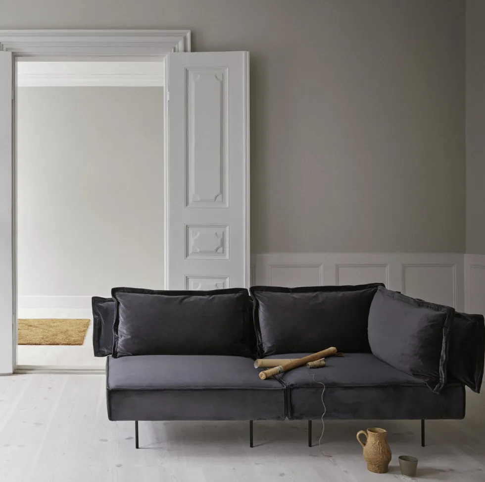 Module d'angle gauche lounge anthracite Velvet - HANDVÄRK