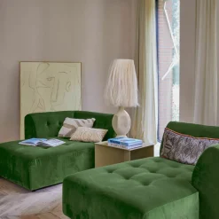 Module d'angle gauche 2 places en velours côtelé gris Vint - Hkliving