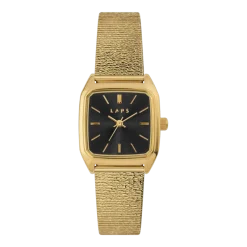 Montre en métal pépite et cadran doré Nova noire - Laps