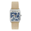 Montre en perlon beige et cadran argenté People - Laps