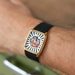 Montre en perlon bleu nuit et cadran doré Bengal Noir - Laps