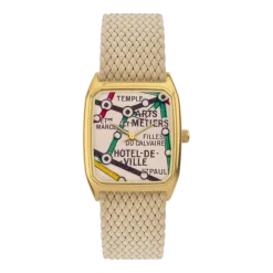 Montre en perlons beige et cadran doré Marais - Laps