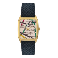 Montre en perlons bleu nuit et cadran doré Marais - Laps