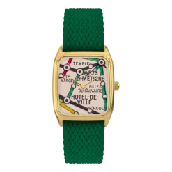Montre en perlons vert et cadran doré Marais - Laps