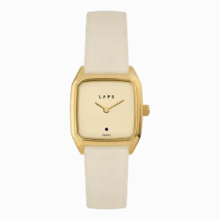 Montre ivoire en cuir et cadran doré Prima Oria - Laps