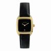 Montre noire en cuir et cadran doré Prima Oria - Laps