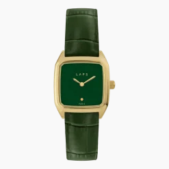 Montre verte en cuir et cadran doré Prima Oria - Laps