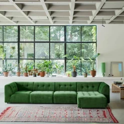 Méridienne droite en velours vert Vint - Hkliving