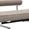 Méridienne en tissu beige cordon et pieds en chrome 210cm Ghia - Innovation Living