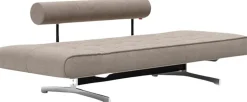 Méridienne en tissu beige cordon et pieds en chrome 210cm Ghia - Innovation Living
