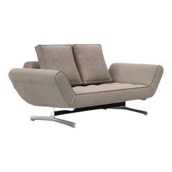 Méridienne en tissu beige cordon et pieds en chrome 210cm Ghia - Innovation Living