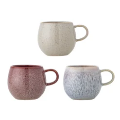 3 mugs en grès colorés 10,5x10cm Addison - Bloomingville