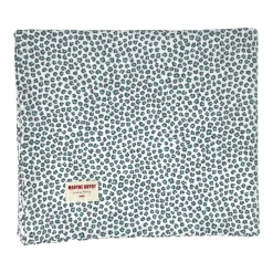 Nappe blanche à motif léopard bleu 140 x 250 Graou Bleu - Maryne Guyot Créations