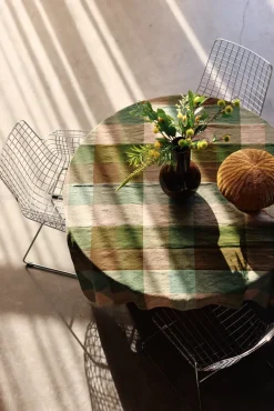 Nappe à carreaux menthe et olive 140X220Cm Vida - HKLIVING