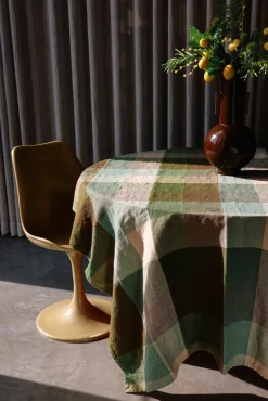 Nappe à carreaux menthe et olive 140X220Cm Vida - HKLIVING