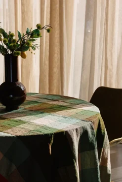 Nappe à carreaux menthe et olive 140X220Cm Vida - HKLIVING
