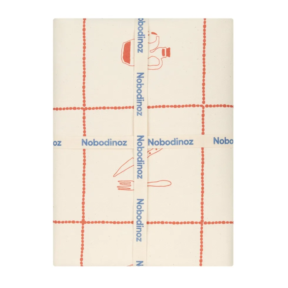 Nappe de table rectangulaire en coton bio à carreaux rouge 150 x 250 cm - Nobodinoz