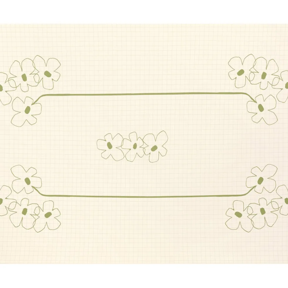 Nappe de table rectangulaire en coton bio à fleurs vert 150 x 250 cm - Nobodinoz