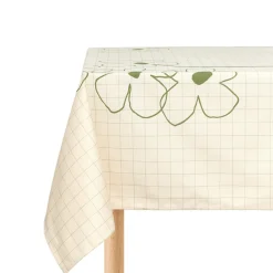 Nappe de table rectangulaire en coton bio à fleurs vert 150 x 250 cm - Nobodinoz