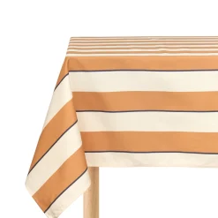 Nappe de table rectangulaire en coton bio à rayures orange et bleu 150 x 250 cm - Nobodinoz
