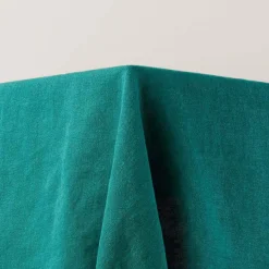 Nappe rectangulaire bleu lagon et feston noir 140 x 320 cm Nino - Madura
