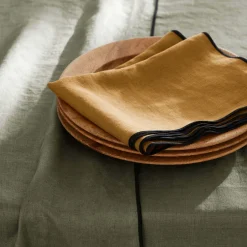 Nappe Rectangulaire Carlina Kaki Et Bourdon Noir - Madura
