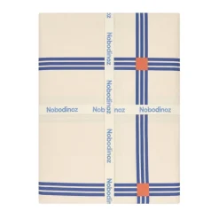 Nappe rectangulaire en popeline de coton bio à carreaux bleu et orange 150 x 250 cm - Nobodinoz