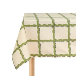 Nappe rectangulaire en popeline de coton bio à carreaux vert et bleu 150 x 250 cm - Nobodinoz