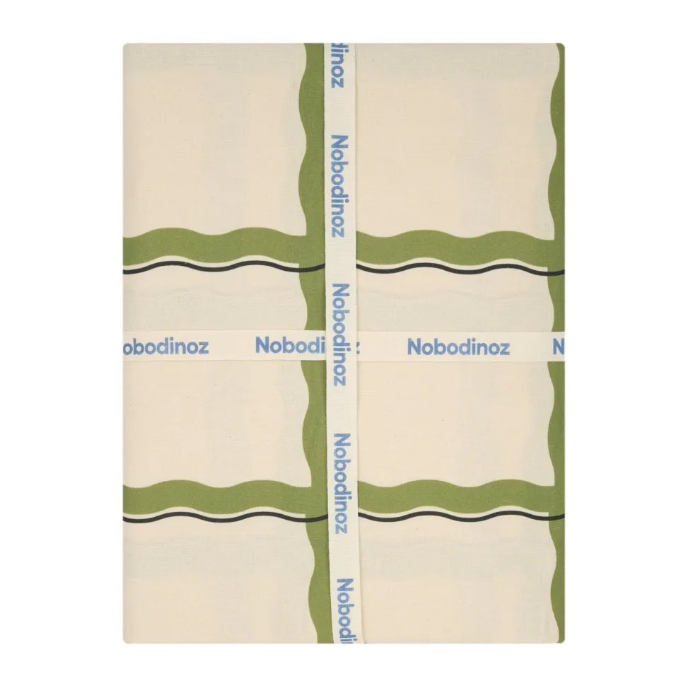 Nappe rectangulaire en popeline de coton bio à carreaux vert et bleu 150 x 250 cm - Nobodinoz