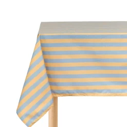 Nappe rectangulaire en popeline de coton bio à rayures orange et bleu 150 x 250 cm - Nobodinoz
