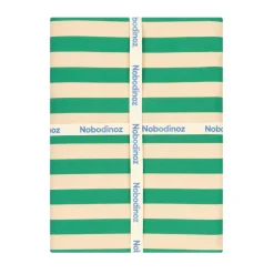 Nappe rectangulaire en popeline de coton bio à rayures vert 150 x 250 cm - Nobodinoz