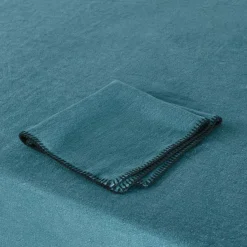 Nappe rectangulaire indigo et feston noir 140 x 250 cm Nino - Madura