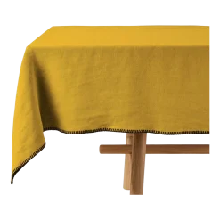 Nappe rectangulaire jaune ocre et feston 140 x 250 cm Nino - Madura