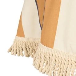Nappe ronde avec franges en popeline de coton bio à rayures orange et bleu 160 cm - Nobodinoz