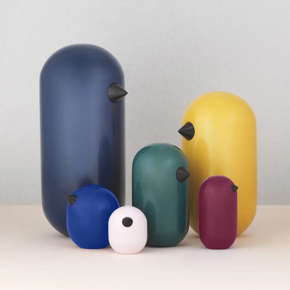 Oiseau en bois 7 cm vert Little Bird bleu vert - Normann Copenhagen