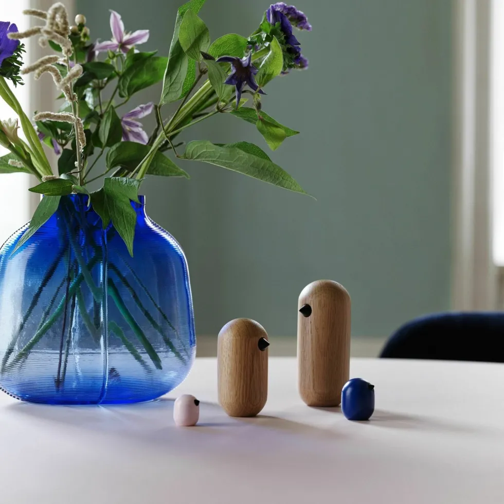 Oiseau en bois 7 cm vert Little Bird bleu vert - Normann Copenhagen