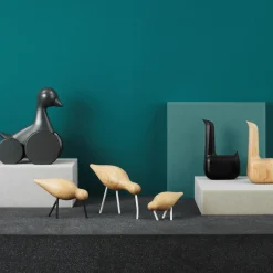 Oiseau en chêne et pieds en acier noirs L Shorebird noir - Normann Copenhagen