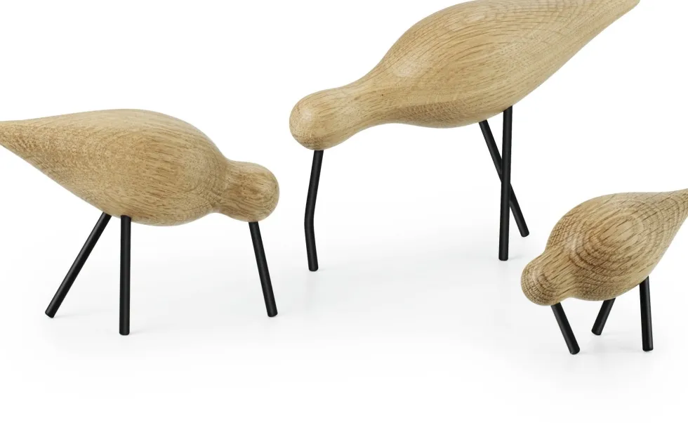 Oiseau en chêne et pieds en acier noirs L Shorebird noir - Normann Copenhagen