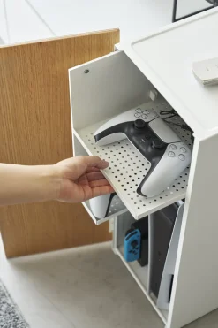 Organisateur de console de jeux en acier blanc 36,5x24,7x60,3cm - Yamazaki