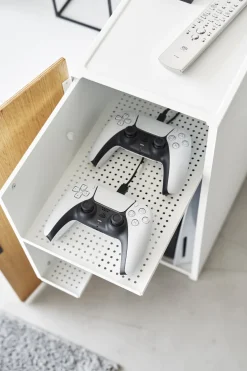 Organisateur de console de jeux en acier blanc 36,5x24,7x60,3cm - Yamazaki