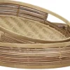 OSAKA - set/2 plateaux ronds - rotin / bambou - DIA 35/40 x H 8/8 cm - naturel