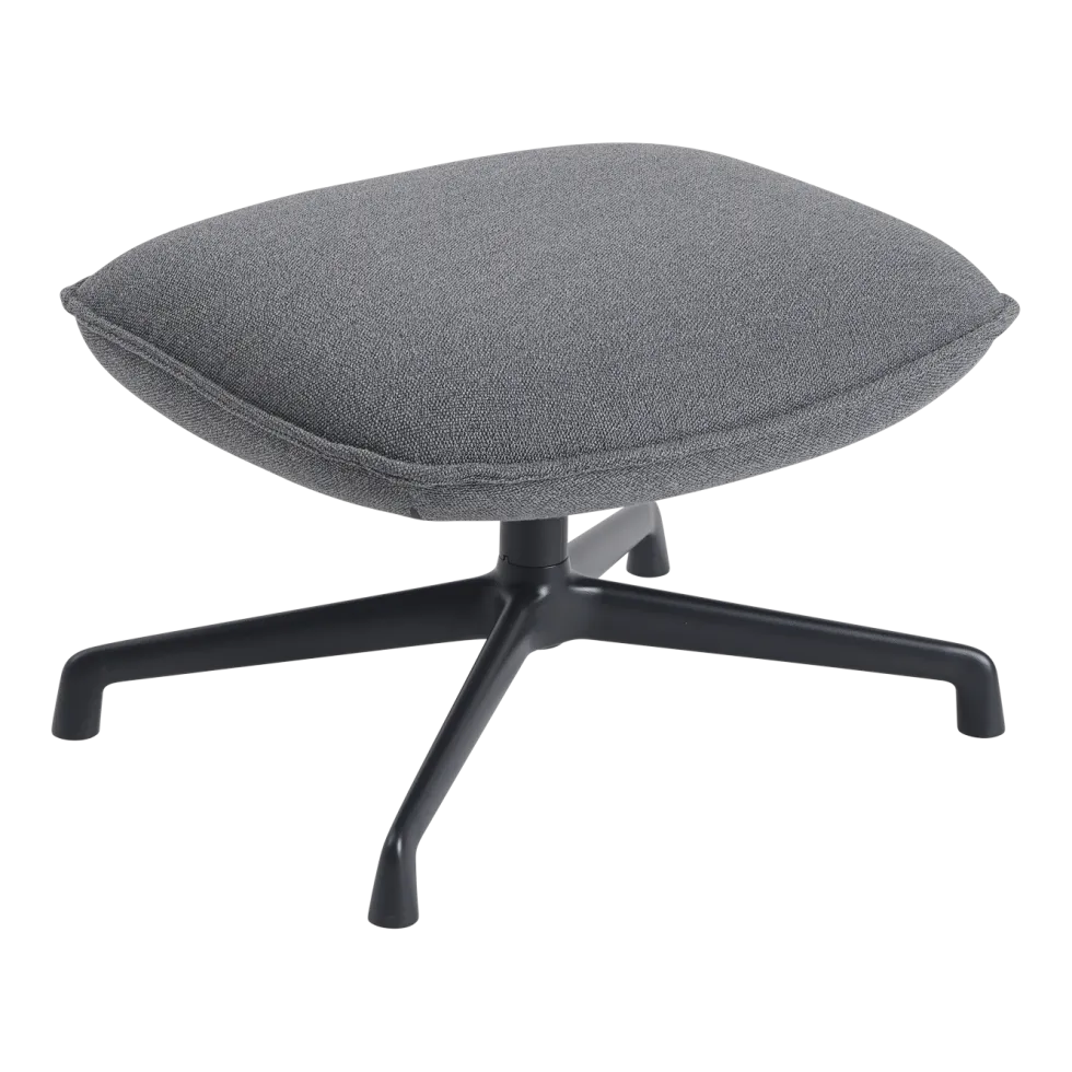 Ottoman avec base pivotante en aluminium noir et textile anthracite 64x52cm Doze - Muuto