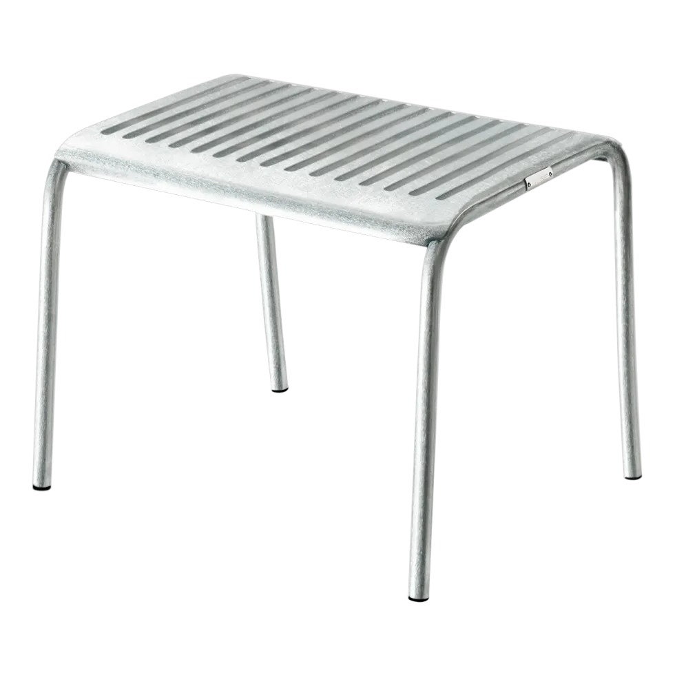 Ottoman de jardin en acier inoxydable brut vernis 38cm Patio - Tolix