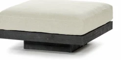 Ottoman en bois noir et aluminium avec coussin beige 96 x 110 x 43 cm Rudolph - Serax