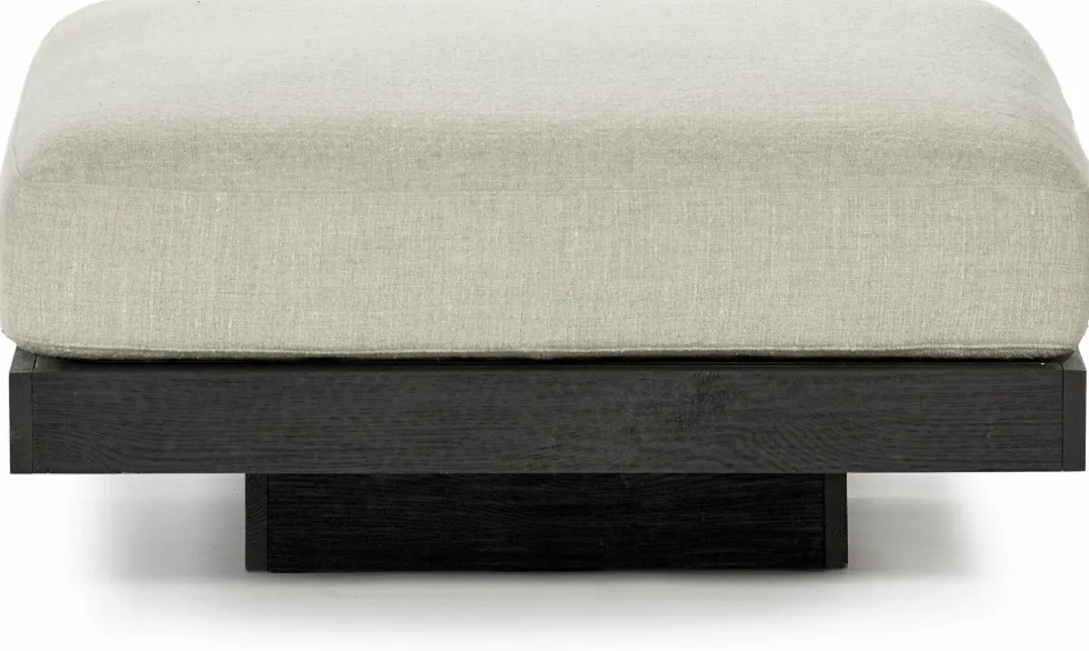 Ottoman en bois noir et aluminium avec coussin blanc os 96 x 110 x 43 cm Rudolph - Serax