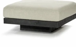 Ottoman en bois noir et aluminium avec coussin blanc os 96 x 110 x 43 cm Rudolph - Serax