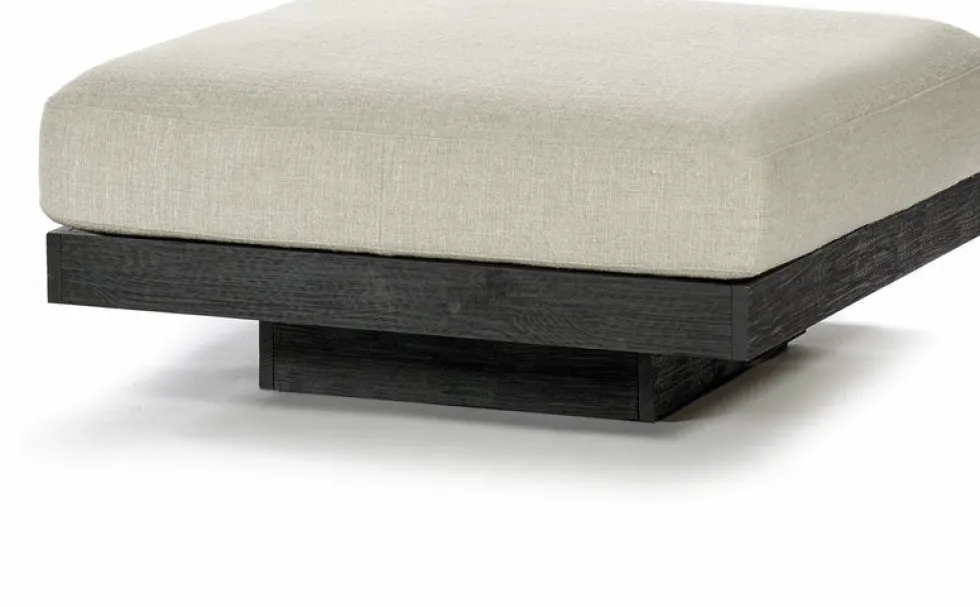 Ottoman en bois noir et aluminium avec coussin blanc os 96 x 110 x 43 cm Rudolph - Serax
