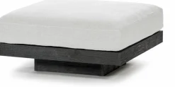 Ottoman en bois noir et aluminium avec coussin blanc 96 x 110 x 43 cm Rudolph - Serax