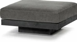 Ottoman en bois noir et aluminium avec coussin fumée 96 x 110 x 43 cm Rudolph - Serax