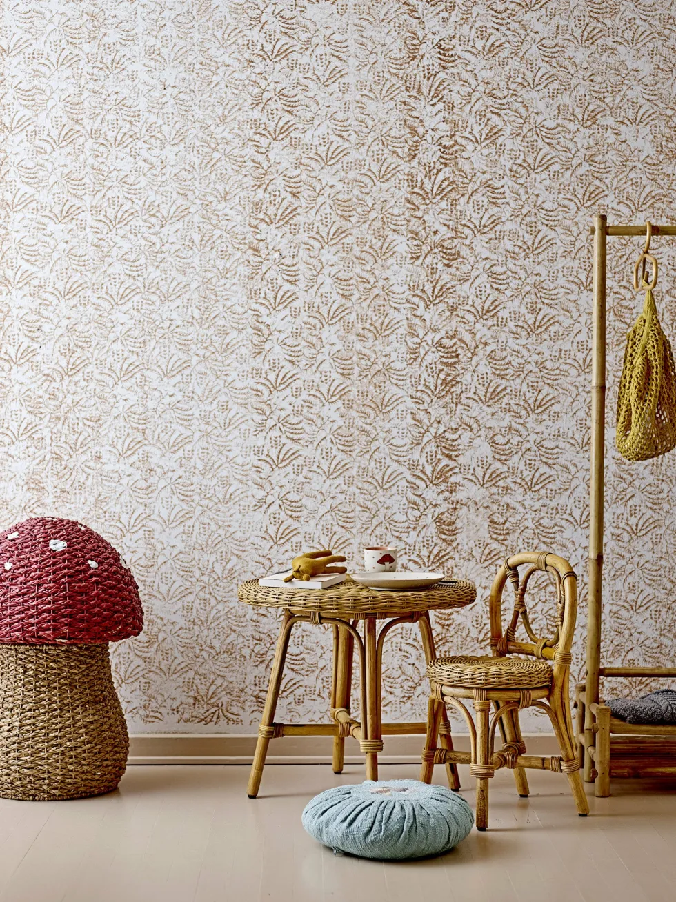 Panier champignon en fibres naturelles rouge Corintha -Bloomingville mini
